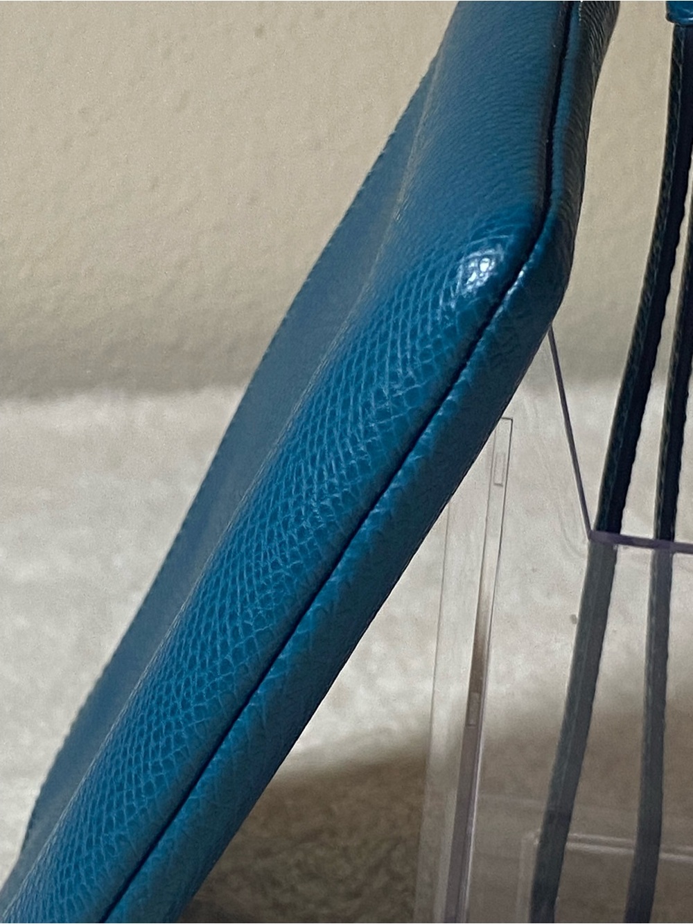 Coach Teal Leather Wristlet with Gold Logo - Picture 4 of 11